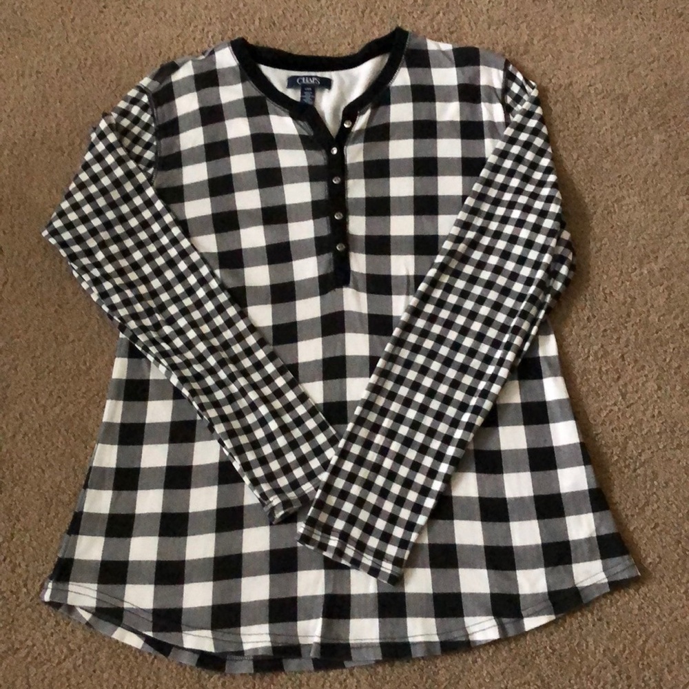 Chaps L/S Shirt Black&White Check,Sz Lg